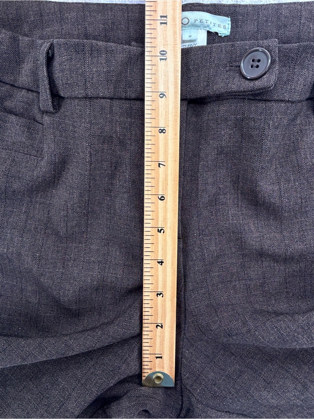 Cleo Petite Curvy Women’s Tailored Brown Straight-Leg Pant Size 12 - Picture 11 of 14